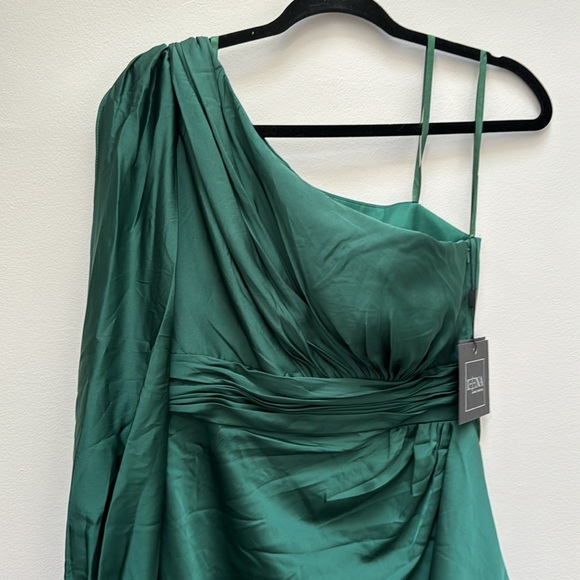 Ieena for Mac Duggal SATIN ONE SLEEVE COCKTAIL DRESS NWT - Picture 5 of 12